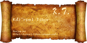 Körpel Tibor névjegykártya